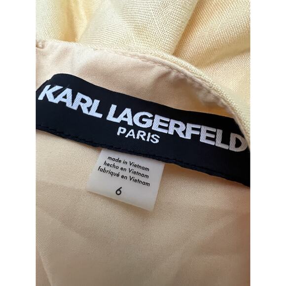 Karl Lagerfeld Paris Yellow Midi Dress – Size 6 - Picture 4 of 8